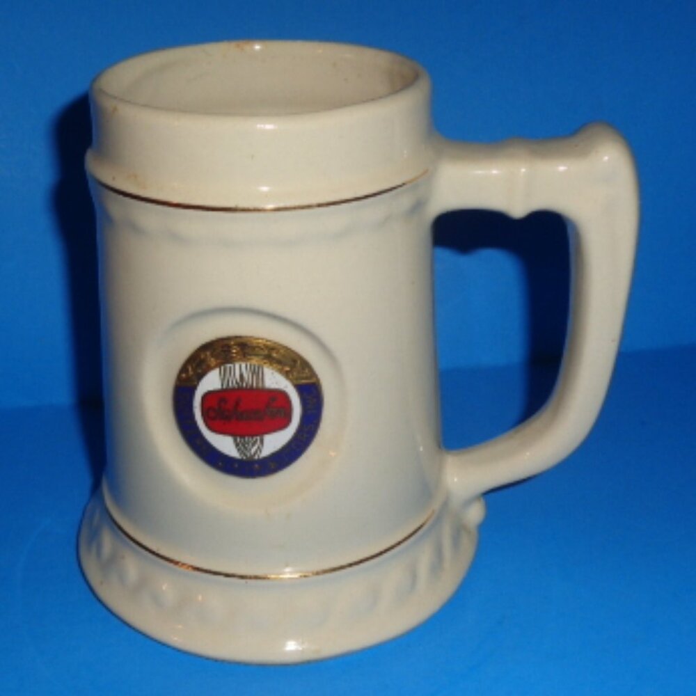 Vintage Schaefer Beer Ceramic Tankard Mug 5" Tall
